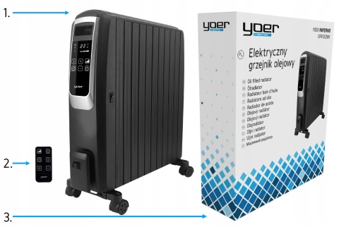 Grzejnik olejowy Yoer Inferno 2500W z WiFi, ECO, TIMER, 10 żeberek