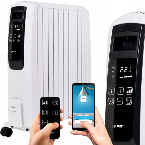 Grzejnik olejowy Yoer Inferno WiFi 2500W z programatorem i efektem komina