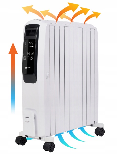 Grzejnik olejowy Yoer Inferno WiFi 2500W z programatorem i efektem komina