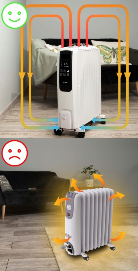 Grzejnik olejowy Yoer Inferno WiFi 2500W z programatorem i efektem komina