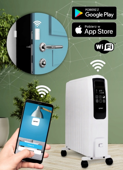 Grzejnik olejowy Yoer Inferno WiFi 2500W z programatorem i efektem komina