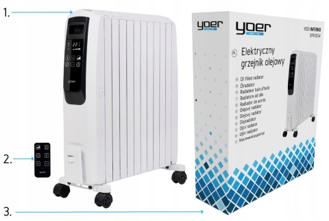 Grzejnik olejowy Yoer Inferno WiFi 2500W z programatorem i efektem komina