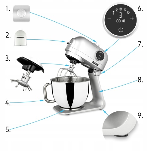 Robot Planetarny Yoer Astralo KM03S 2200W, misa 5.5L, 39 akcesoriów
