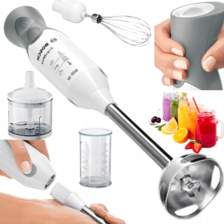 BLENDER RĘCZNY BOSCH 600W TURBO, 12 PRĘDKOŚCI, ZESTAW KOŃCÓWEK 800ML/350ML