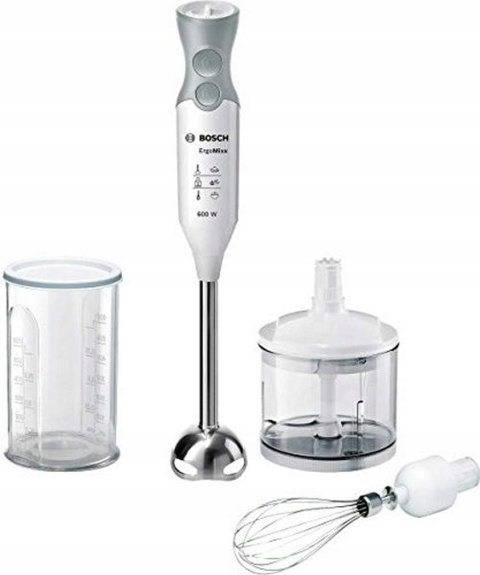 BLENDER RĘCZNY BOSCH 600W TURBO, 12 PRĘDKOŚCI, ZESTAW KOŃCÓWEK 800ML/350ML