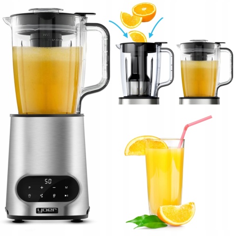 Blender kielichowy 2w1 Yoer 2200W z sokowirówką i 10 prędkościami