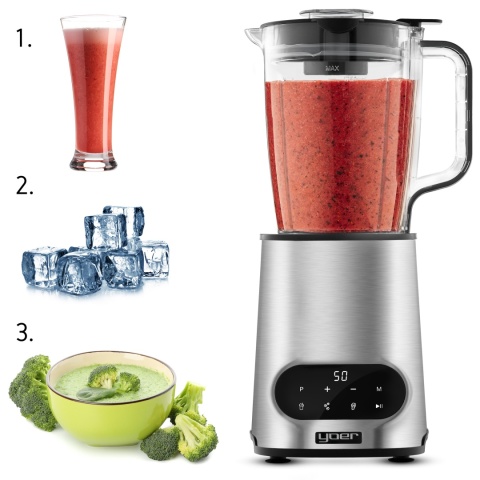Blender kielichowy 2w1 Yoer 2200W z sokowirówką i 10 prędkościami