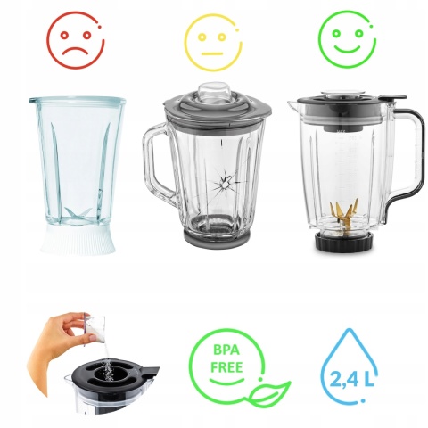 Blender kielichowy 2w1 Yoer 2200W z sokowirówką i 10 prędkościami