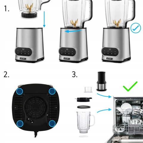 Blender kielichowy 2w1 Yoer 2200W z sokowirówką i 10 prędkościami