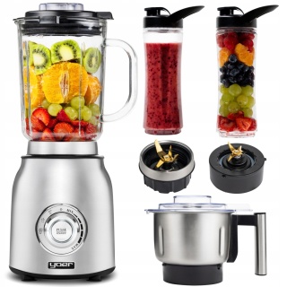 Blender kielichowy Yoer Titano 4w1, szklany 2,4L, młynek, 1800W, 2 bidony