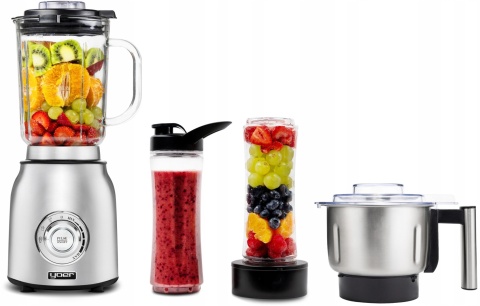 Blender kielichowy Yoer Titano 4w1, szklany 2,4L, młynek, 1800W, 2 bidony