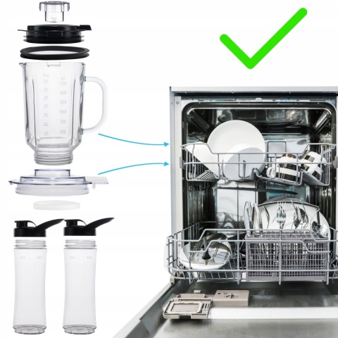 Blender kielichowy Yoer Titano 4w1, szklany 2,4L, młynek, 1800W, 2 bidony
