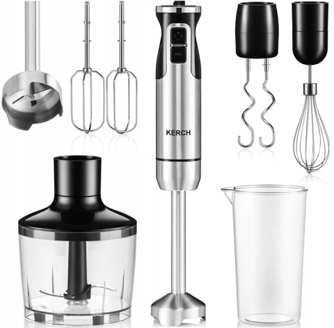 Blender ręczny Kerch Quick 1200W, 8 prędkości, BPA Free, zestaw 860ml