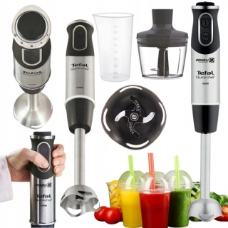 Blender ręczny Tefal QuickChef 1000W, 20 prędkości, rozdrabniacz, SoftTouch