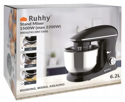 Robot Planetarny RUHHY 2200W, 6,2L, 6 prędkości, zestaw do pieczenia