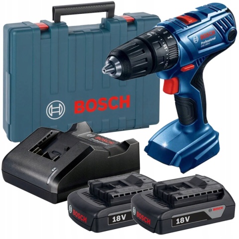 Wkrętarka Bosch GSB 180-LI 18V 2x2Ah z walizką i LED, ergonomiczna