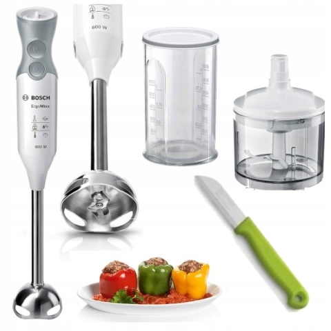 Blender ręczny BOSCH MSM66120 600W z rozdrabniaczem i nożem QuattroBlade
