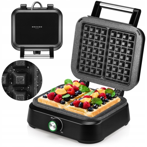 Gofrownica Mozano Smart 2200W - 2 Duże Chrupiące Gofry z Regulacją Temperatury