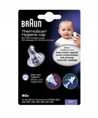 Nasadki ochronne do termometru Braun ThermoScan, 40 sztuk, jednorazowe