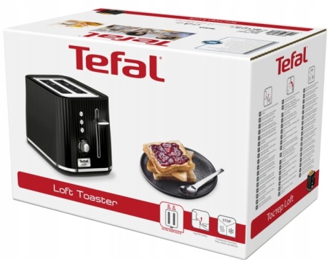 Toster Elektryczny Tefal Loft Opiekacz Czarny Tt761838 7 Poziomów Opiekania