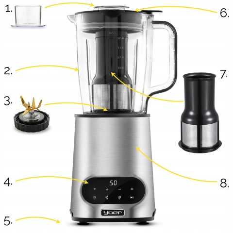 Blender kielichowy 2w1 Yoer Vitalio 2200W z sokowirówką 2,4L