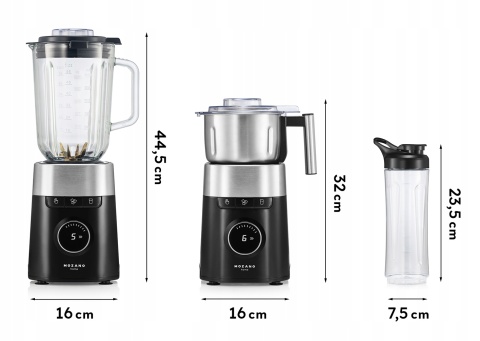 Blender kielichowy Mozano One Smooth 2700W, 6 ostrzy, 2 bidony 700ml