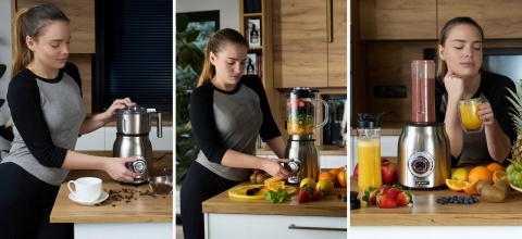 Blender kielichowy Yoer Titano 4w1 1800W z młynek i bidonami INOX