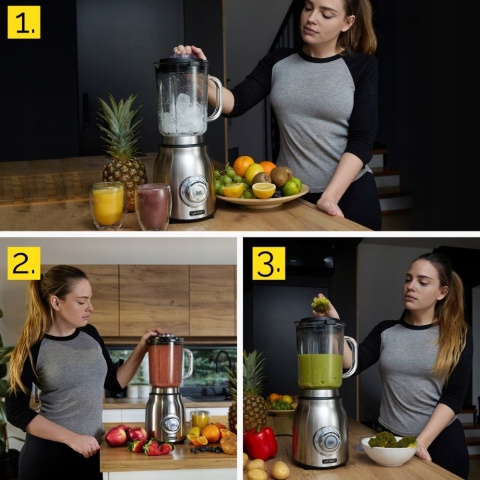 Blender kielichowy Yoer Titano 4w1 1800W z młynek i bidonami INOX
