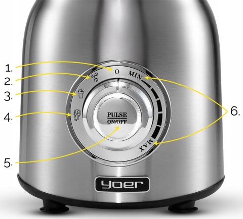 Blender kielichowy Yoer Titano 4w1 1800W z młynek i bidonami INOX
