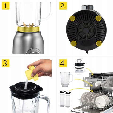 Blender kielichowy Yoer Titano 4w1 1800W z młynek i bidonami INOX
