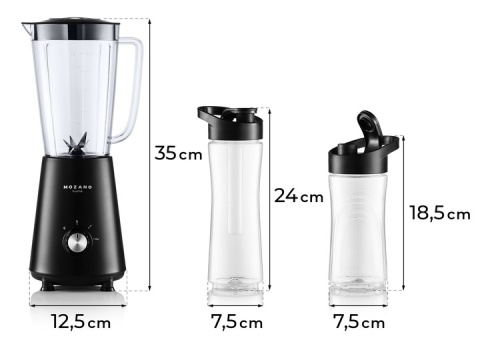 Blender osobisty Mozano Nutri Sport 450W z 2 bidonami Tritan BPA FREE