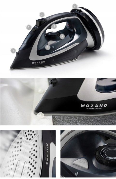 Żelazko bezprzewodowe MOZANO Ultimate Smooth 2600W z ceramiczną stopą
