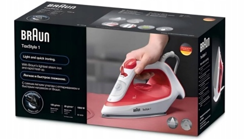 Żelazko Parowe Braun Texstyle 1 Si1019 1900W - 35S, Non-Stick, Self-Clean