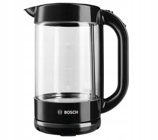 Czajnik bezprzewodowy Bosch TWK70B03, szklany, 1,7L, 2400W, czarny