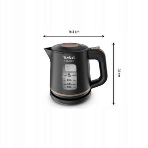 Czajnik elektryczny Tefal Includeo 2400W, 1L, obrotowa podstawka, czarny