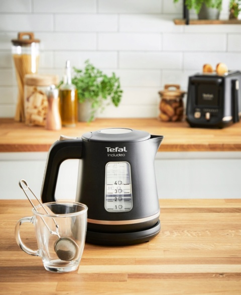Czajnik elektryczny Tefal Includeo 2400W, 1L, obrotowa podstawka, czarny