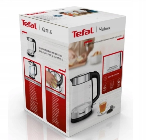 Czajnik elektryczny szklany Tefal KI7008, 2200 W, 1,7l, automatyczne wyłączenie