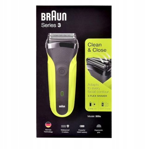 Golarka Braun 300S Series 3 Ipx7 Potrójny System, Led, Szybkie Ładowanie