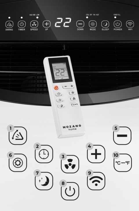 Klimatyzator Mozano Arctic Xperience 4w1 75m² WiFi Osuszacz 80L/24h