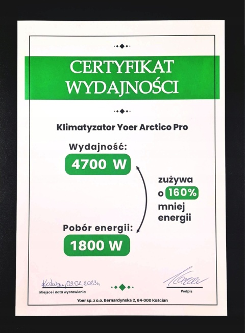 Klimatyzator Przenośny Yoer 4W1 4700W z WiFi do 75m2 chłodzenie i grzanie