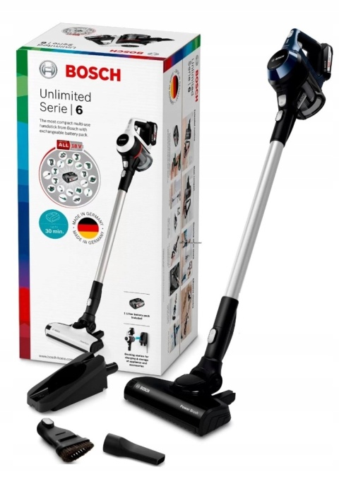 ODKURZACZ PIONOWY BOSCH 18V 2W1, ULTRALEKKI 2,3 KG Z WYMIENNYM AKUMULATOREM