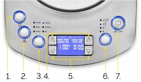 CZAJNIK ELEKTRYCZNY SZKLANY 2200W 1,7L 70-100°C Z AUTOMATYCZNYM ZAPARZACZEM
