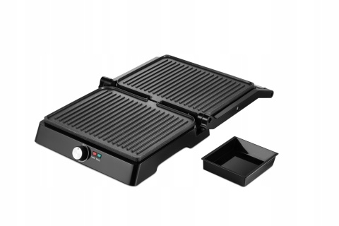 GRILL ELEKTRYCZNY 2200W MOCNY- PANINI OPIEKACZ 2xPŁYTY 29X23 TACKA OCIEKOWA