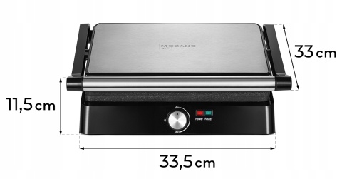 GRILL ELEKTRYCZNY 2200W MOCNY- PANINI OPIEKACZ 2xPŁYTY 29X23 TACKA OCIEKOWA