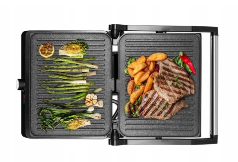 GRILL ELEKTRYCZNY KONTAKTOWY 2200W - ROZKŁADANY 180° Z POWŁOKĄ MARMUROWĄ