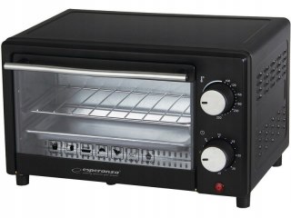 Mini Piekarnik Esperanza Calzone 10L 900W Czarny Timer 250°C Zestaw Akcesor