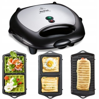OPIEKACZ TEFAL BREAK TIME 3W1 - 700W KANAPKI PANINI GOFROWNICA ŁATWE MYCIE