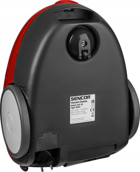 Odkurzacz Workowy Sencor Svc 45 Czerwony 850W Eco Cicha Praca Miękkie Koła