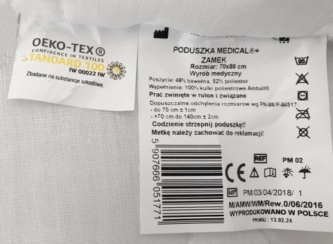 Poduszka Do Spania Na Zdrowy Sen Medical 70X80 Antyalergiczna Całoroczna