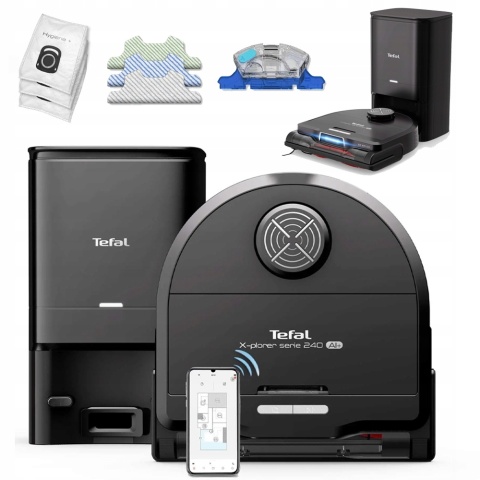 ROBOT 2W1 TEFAL X-EXPLORER S240 AI 8000PA, MOP 400 CPM, 3D NAWIGACJA PRO